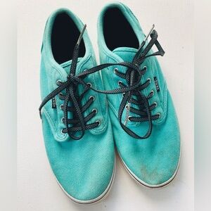 Teal Corduroy VANS Sneakers Unisex Shoes Women’s Size 8.5 Black Laces